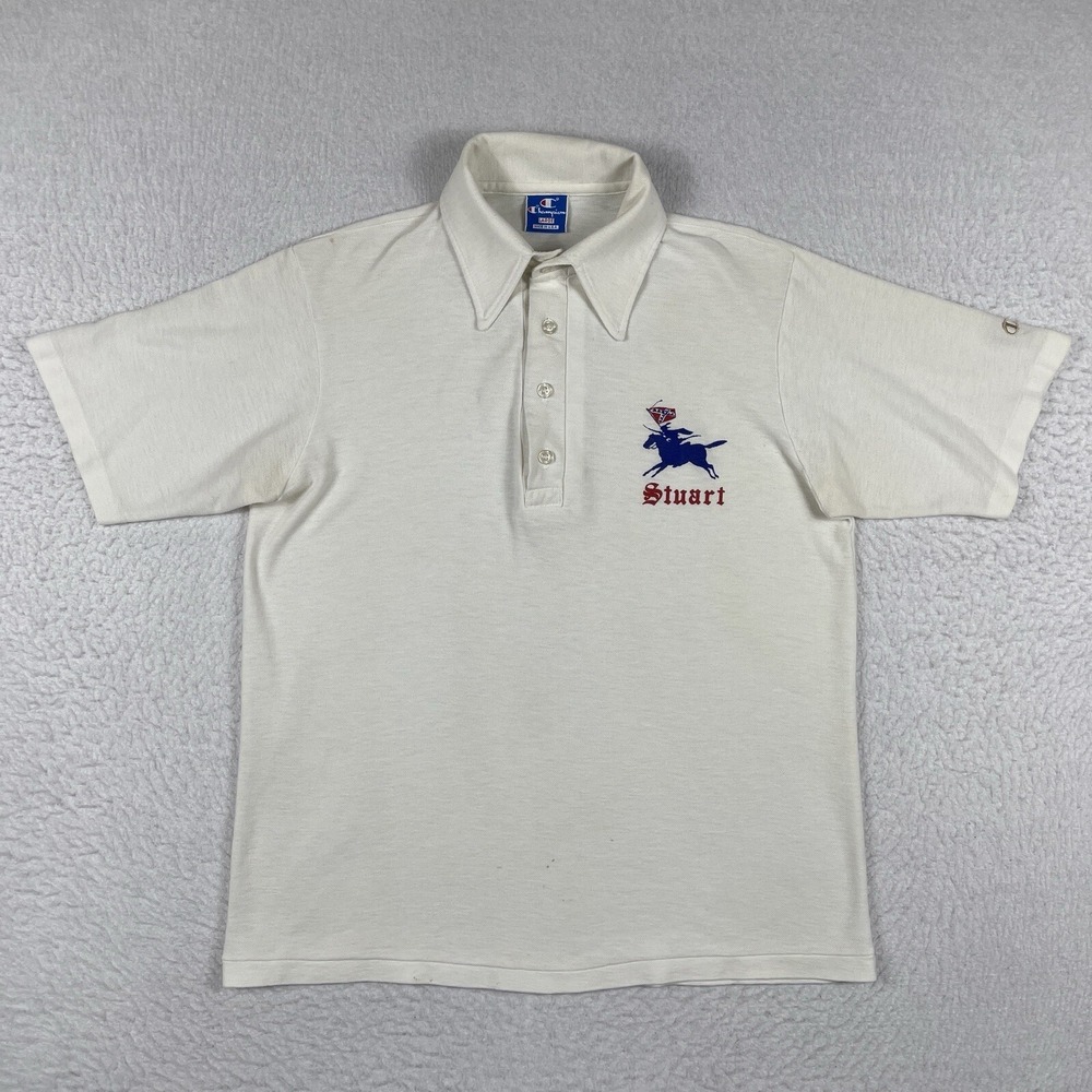 Champion Polo Shirt Mens Large Vintage USA Calvary Southern Travel Vacation